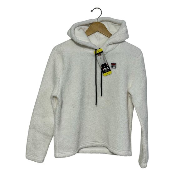 Fila Tops - Fila Womens Josephine Crop Sherpa Hoodie White Size S